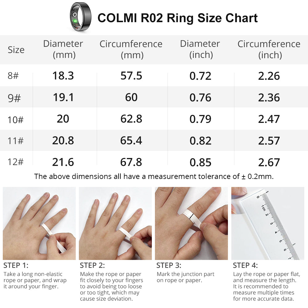 COLMI R02 Smart Ring Size
