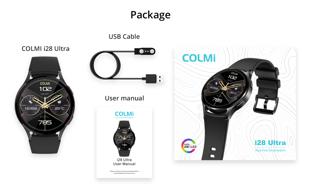 Smart Watch COLMI i28 ultra HD packaging picture