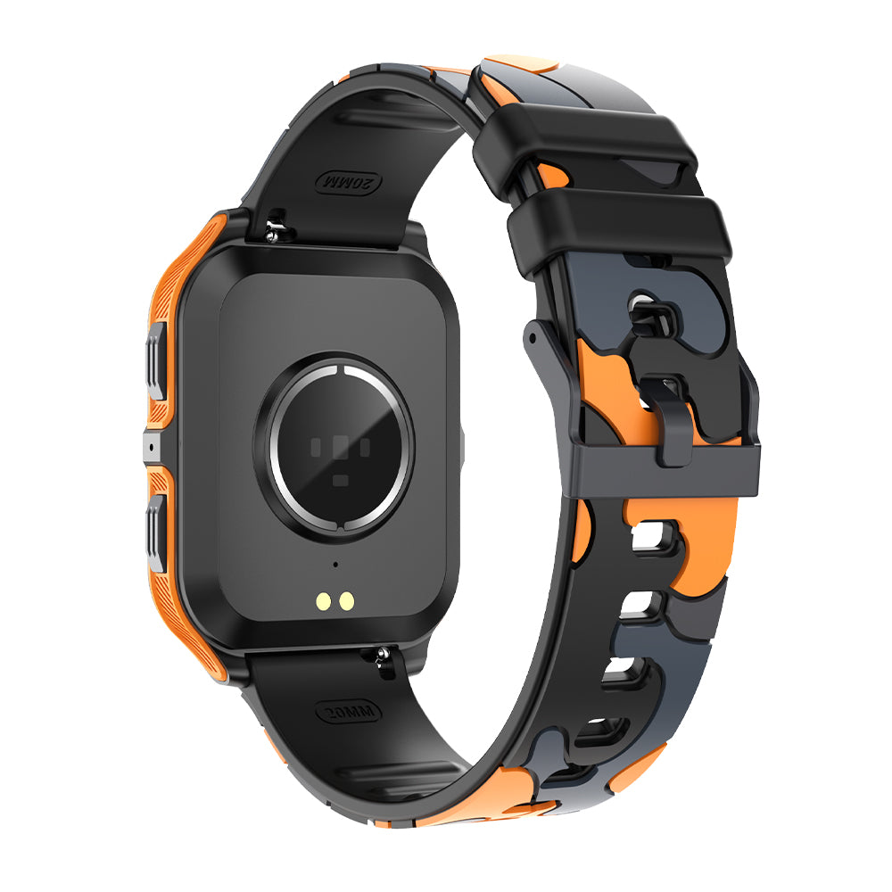 Smart watch COLMi P73 black and orange camouflage strap back view (3)