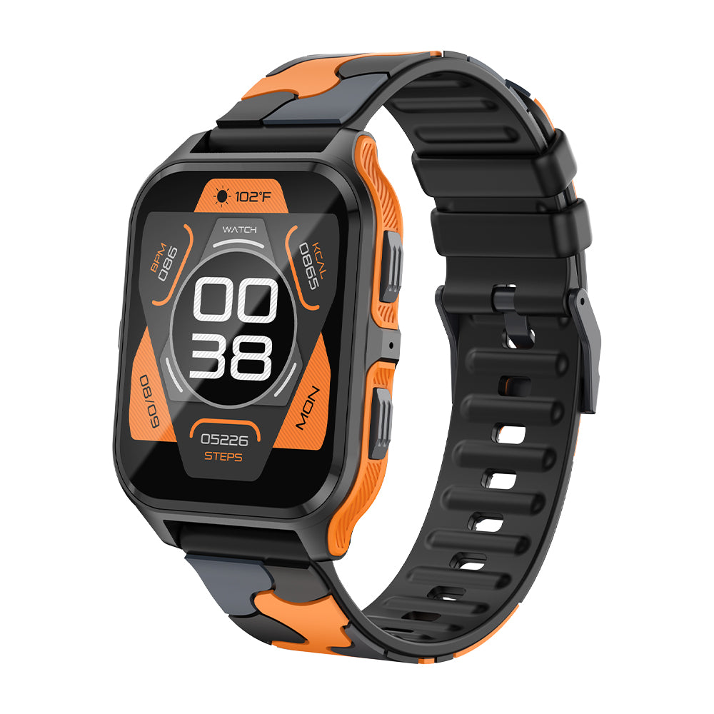 Smart watch COLMi P73 black and orange camouflage strap left picture (3)